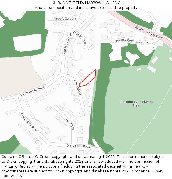 3, RUNNELFIELD, HARROW, HA1 3NY: Location map and indicative extent of plot