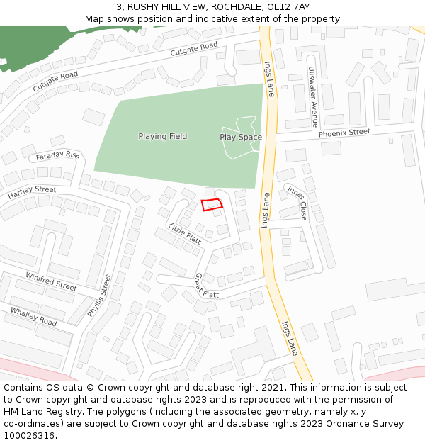 3, RUSHY HILL VIEW, ROCHDALE, OL12 7AY: Location map and indicative extent of plot