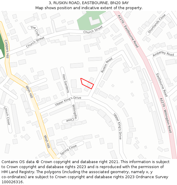 3, RUSKIN ROAD, EASTBOURNE, BN20 9AY: Location map and indicative extent of plot