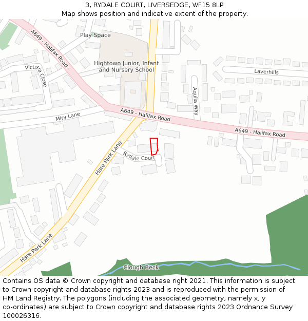 3, RYDALE COURT, LIVERSEDGE, WF15 8LP: Location map and indicative extent of plot