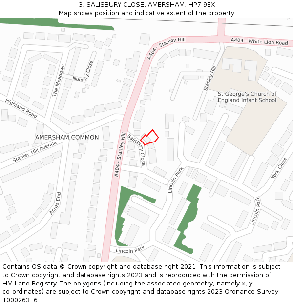 3, SALISBURY CLOSE, AMERSHAM, HP7 9EX: Location map and indicative extent of plot