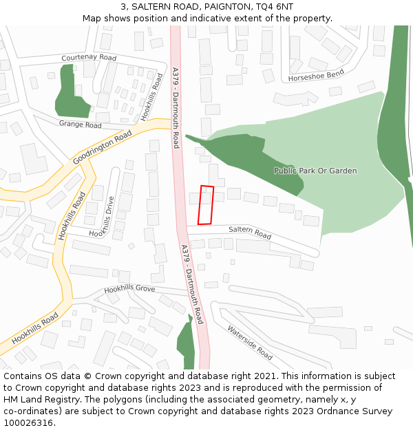 3, SALTERN ROAD, PAIGNTON, TQ4 6NT: Location map and indicative extent of plot