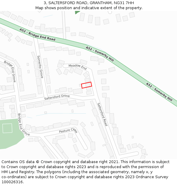 3, SALTERSFORD ROAD, GRANTHAM, NG31 7HH: Location map and indicative extent of plot