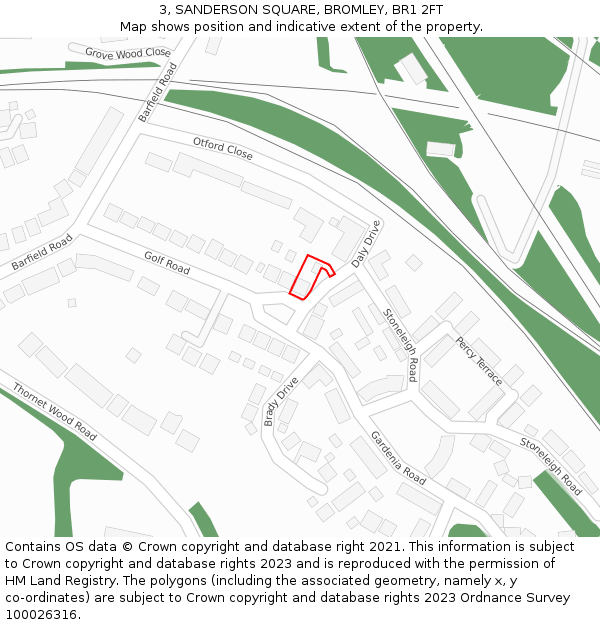 3, SANDERSON SQUARE, BROMLEY, BR1 2FT: Location map and indicative extent of plot