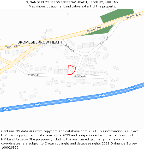 3, SANDFIELDS, BROMSBERROW HEATH, LEDBURY, HR8 1NX: Location map and indicative extent of plot