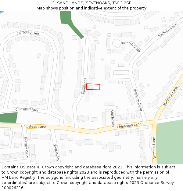 3, SANDILANDS, SEVENOAKS, TN13 2SP: Location map and indicative extent of plot