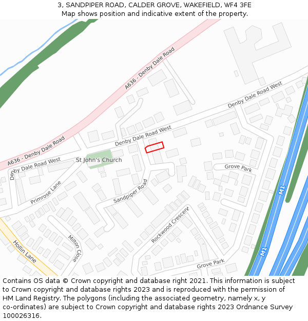 3, SANDPIPER ROAD, CALDER GROVE, WAKEFIELD, WF4 3FE: Location map and indicative extent of plot