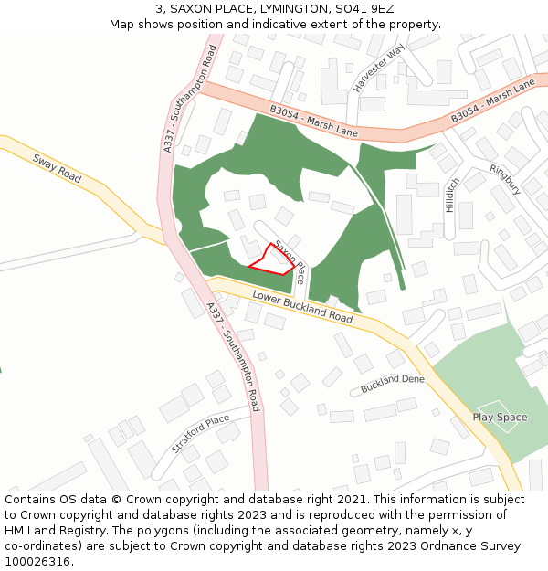 3, SAXON PLACE, LYMINGTON, SO41 9EZ: Location map and indicative extent of plot