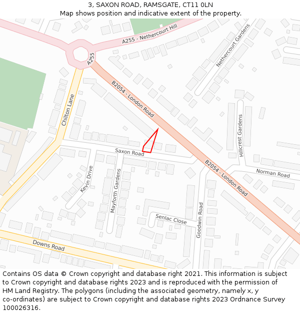 3, SAXON ROAD, RAMSGATE, CT11 0LN: Location map and indicative extent of plot