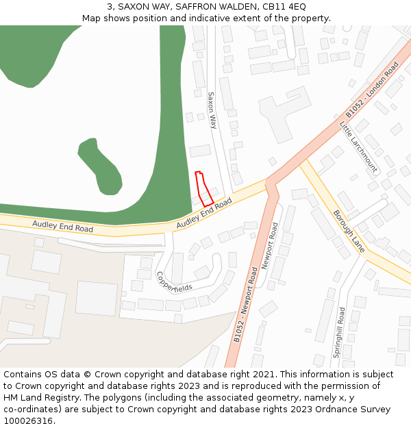 3, SAXON WAY, SAFFRON WALDEN, CB11 4EQ: Location map and indicative extent of plot