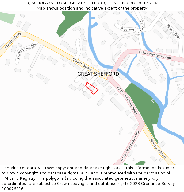 3, SCHOLARS CLOSE, GREAT SHEFFORD, HUNGERFORD, RG17 7EW: Location map and indicative extent of plot