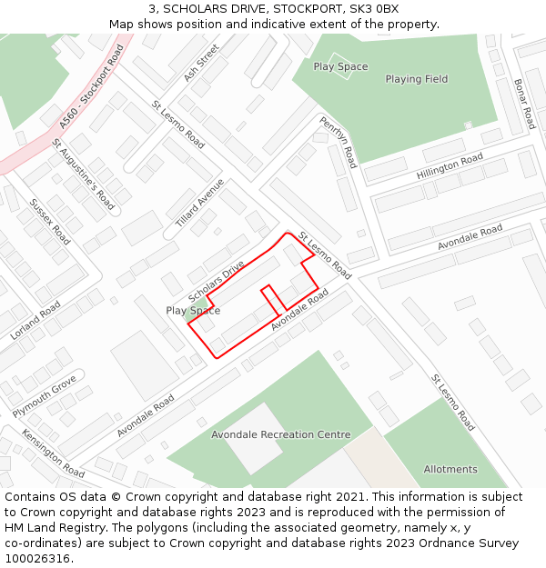 3, SCHOLARS DRIVE, STOCKPORT, SK3 0BX: Location map and indicative extent of plot
