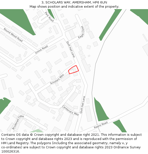 3, SCHOLARS WAY, AMERSHAM, HP6 6UN: Location map and indicative extent of plot