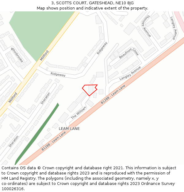3, SCOTTS COURT, GATESHEAD, NE10 8JG: Location map and indicative extent of plot