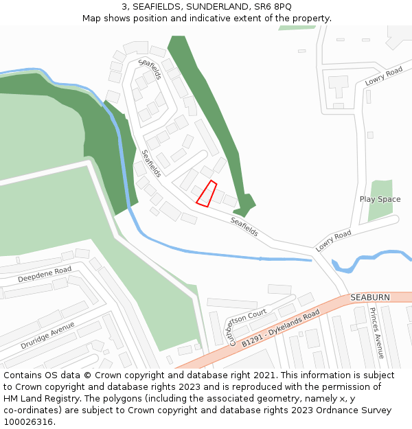 3, SEAFIELDS, SUNDERLAND, SR6 8PQ: Location map and indicative extent of plot