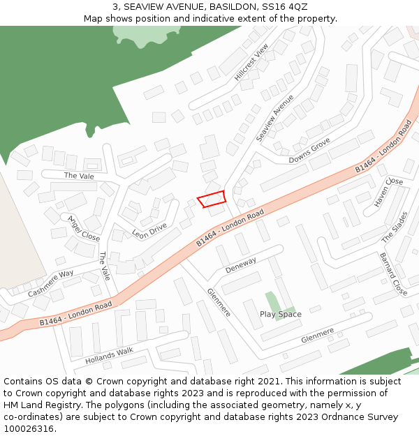 3, SEAVIEW AVENUE, BASILDON, SS16 4QZ: Location map and indicative extent of plot