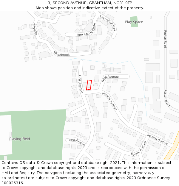 3, SECOND AVENUE, GRANTHAM, NG31 9TP: Location map and indicative extent of plot