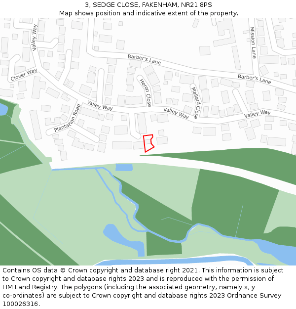 3, SEDGE CLOSE, FAKENHAM, NR21 8PS: Location map and indicative extent of plot