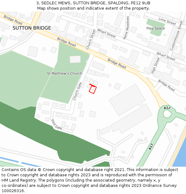 3, SEDLEC MEWS, SUTTON BRIDGE, SPALDING, PE12 9UB: Location map and indicative extent of plot