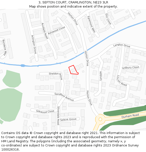 3, SEFTON COURT, CRAMLINGTON, NE23 3LR: Location map and indicative extent of plot