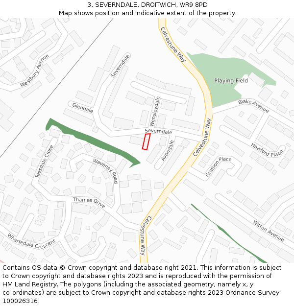 3, SEVERNDALE, DROITWICH, WR9 8PD: Location map and indicative extent of plot