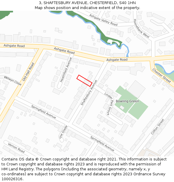 3, SHAFTESBURY AVENUE, CHESTERFIELD, S40 1HN: Location map and indicative extent of plot