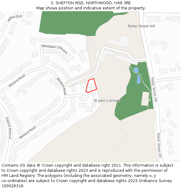 3, SHEFTON RISE, NORTHWOOD, HA6 3RE: Location map and indicative extent of plot