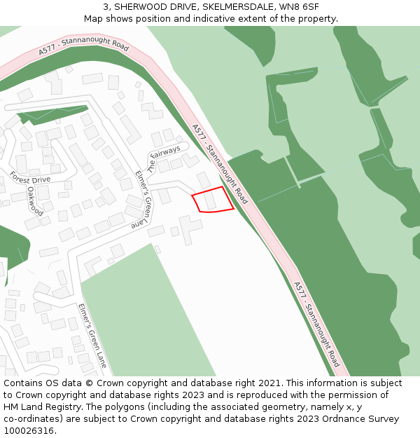 3, SHERWOOD DRIVE, SKELMERSDALE, WN8 6SF: Location map and indicative extent of plot