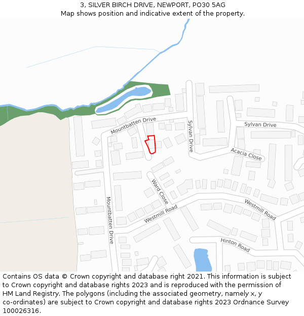 3, SILVER BIRCH DRIVE, NEWPORT, PO30 5AG: Location map and indicative extent of plot