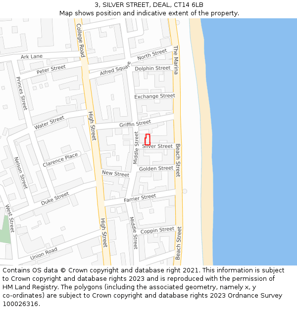 3, SILVER STREET, DEAL, CT14 6LB: Location map and indicative extent of plot