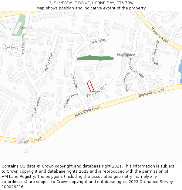 3, SILVERDALE DRIVE, HERNE BAY, CT6 7BW: Location map and indicative extent of plot