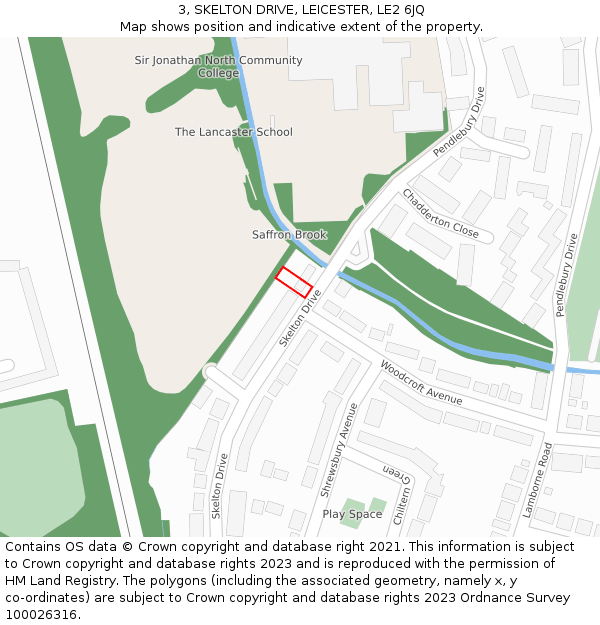 3, SKELTON DRIVE, LEICESTER, LE2 6JQ: Location map and indicative extent of plot