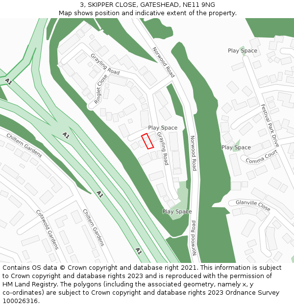 3, SKIPPER CLOSE, GATESHEAD, NE11 9NG: Location map and indicative extent of plot