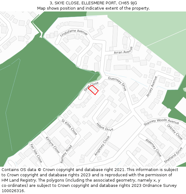 3, SKYE CLOSE, ELLESMERE PORT, CH65 9JG: Location map and indicative extent of plot