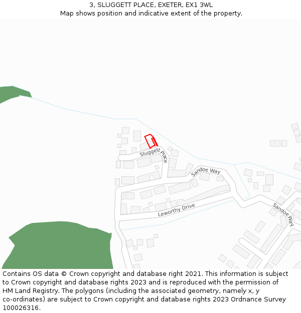 3, SLUGGETT PLACE, EXETER, EX1 3WL: Location map and indicative extent of plot