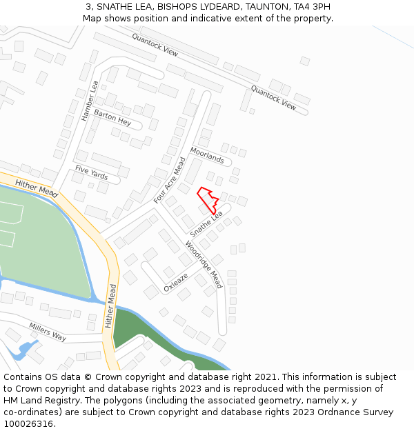 3, SNATHE LEA, BISHOPS LYDEARD, TAUNTON, TA4 3PH: Location map and indicative extent of plot