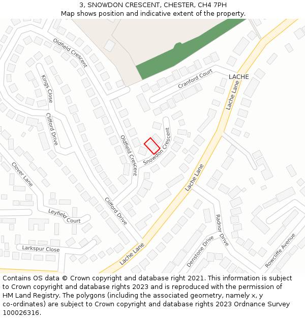 3, SNOWDON CRESCENT, CHESTER, CH4 7PH: Location map and indicative extent of plot