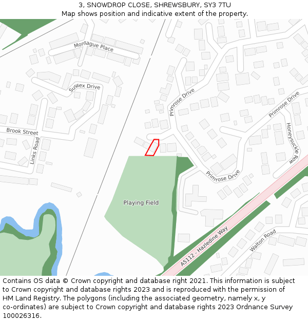 3, SNOWDROP CLOSE, SHREWSBURY, SY3 7TU: Location map and indicative extent of plot