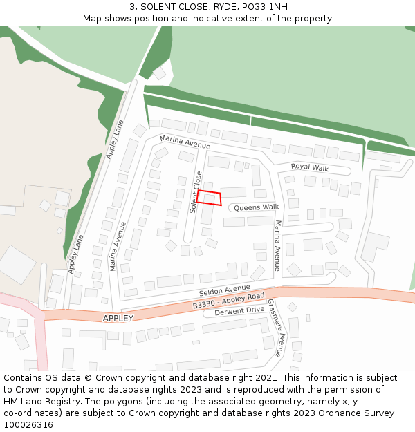 3, SOLENT CLOSE, RYDE, PO33 1NH: Location map and indicative extent of plot