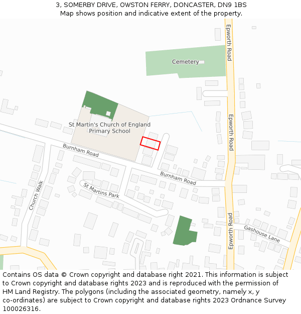 3, SOMERBY DRIVE, OWSTON FERRY, DONCASTER, DN9 1BS: Location map and indicative extent of plot