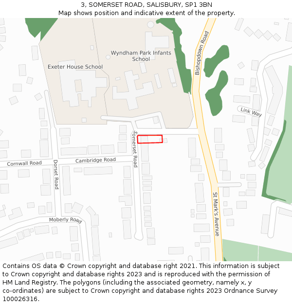 3, SOMERSET ROAD, SALISBURY, SP1 3BN: Location map and indicative extent of plot