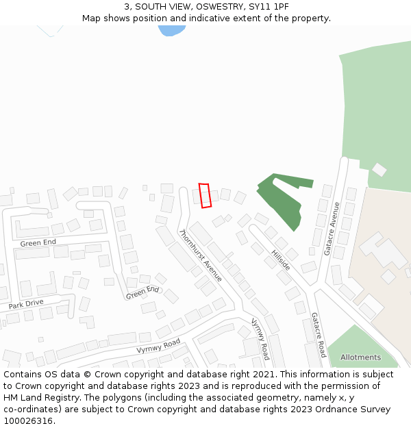 3, SOUTH VIEW, OSWESTRY, SY11 1PF: Location map and indicative extent of plot