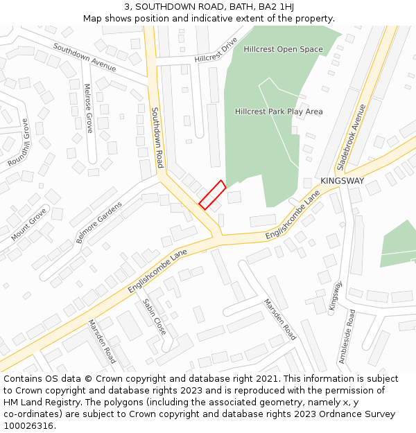 3, SOUTHDOWN ROAD, BATH, BA2 1HJ: Location map and indicative extent of plot