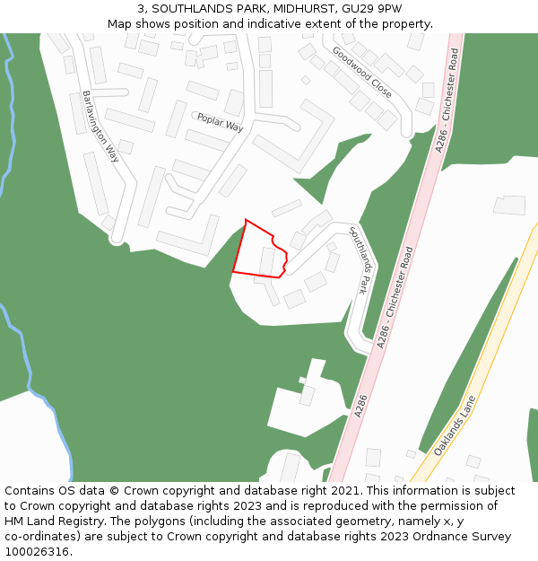 3, SOUTHLANDS PARK, MIDHURST, GU29 9PW: Location map and indicative extent of plot