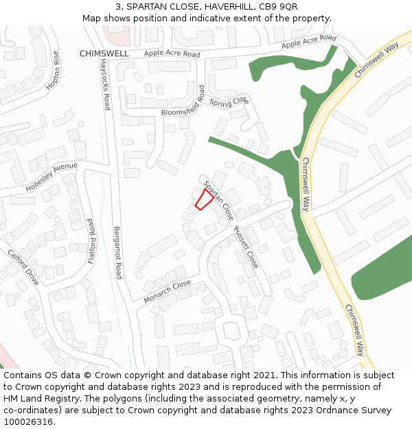 3, SPARTAN CLOSE, HAVERHILL, CB9 9QR: Location map and indicative extent of plot