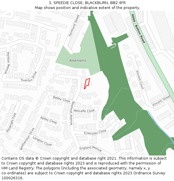 3, SPEEDIE CLOSE, BLACKBURN, BB2 4FR: Location map and indicative extent of plot