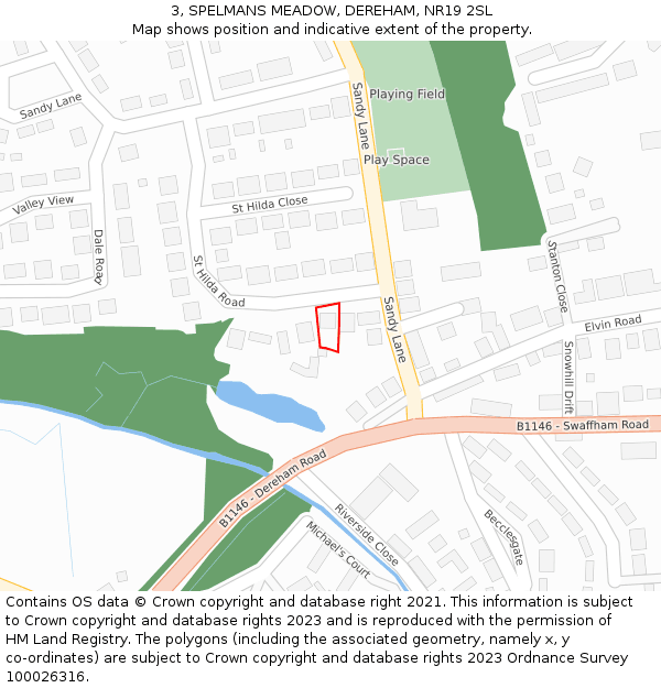 3, SPELMANS MEADOW, DEREHAM, NR19 2SL: Location map and indicative extent of plot