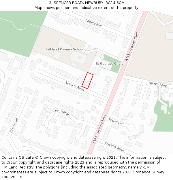 3, SPENCER ROAD, NEWBURY, RG14 6QA: Location map and indicative extent of plot