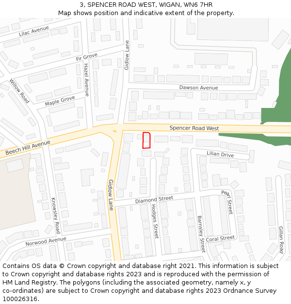 3, SPENCER ROAD WEST, WIGAN, WN6 7HR: Location map and indicative extent of plot