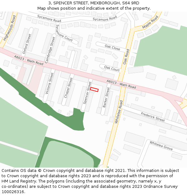 3, SPENCER STREET, MEXBOROUGH, S64 9RD: Location map and indicative extent of plot
